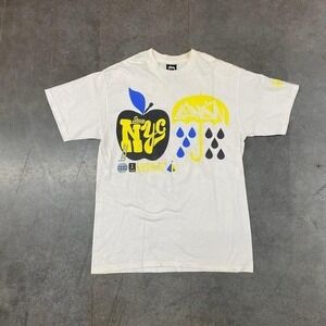 Stussy NYC Tokyo Graphic T Shirt White‎ Vintage Men Size M
